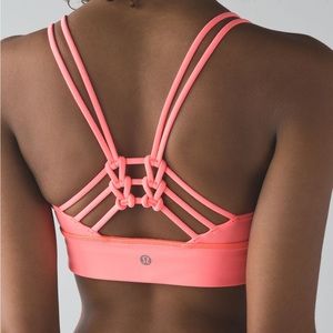 Lululemon - sunshine salutation bra, grapefruit, size 6